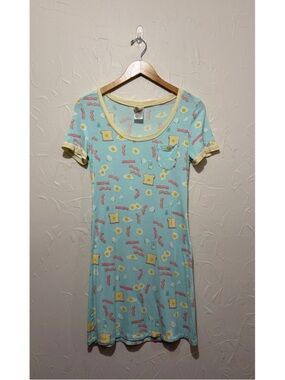 Nite Nite Munki Munki eggs and bacon graphic print night gown shirt (small)